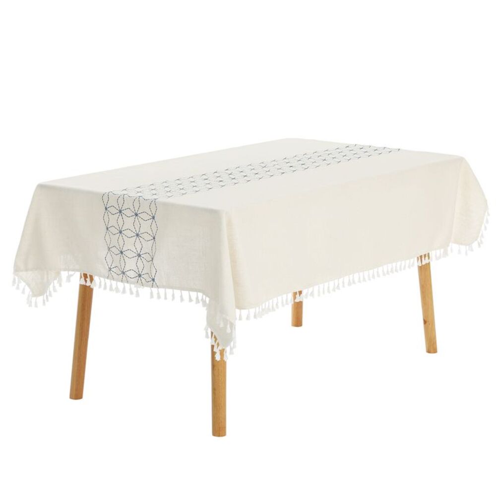 1 Pack Square Rustic Tablecloth, 35x35inch Diamond Dark Blue